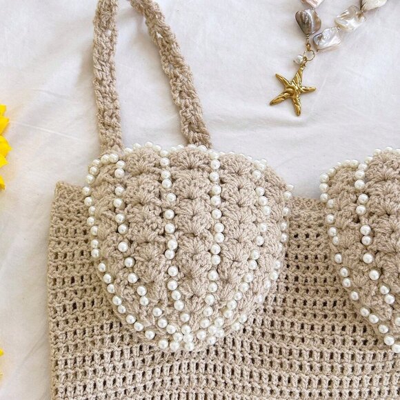 Khaki Boho Women's Sexy Shell Cup Mini Dress - Picture 4 of 8